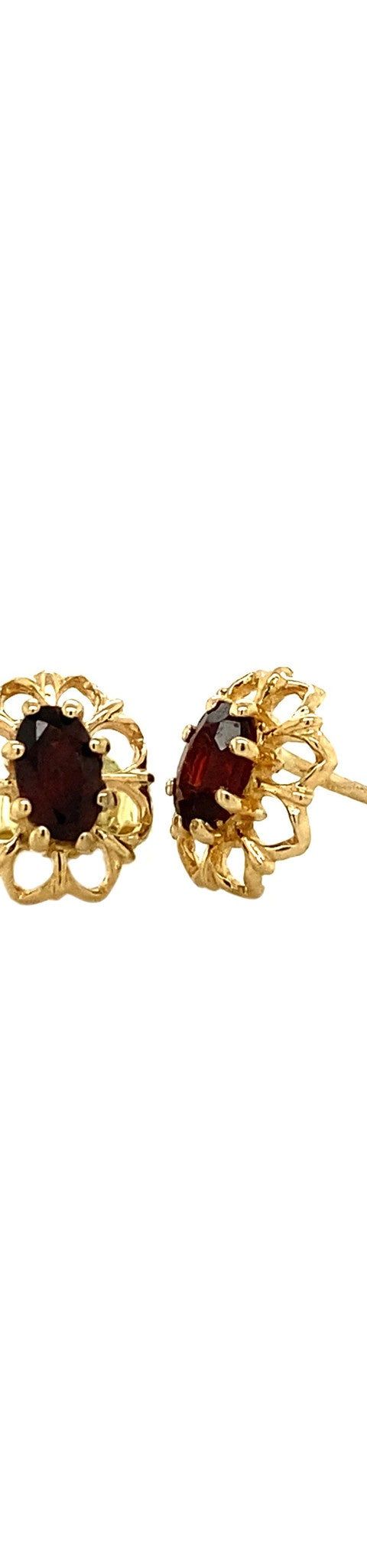 Vintage 14K Gold Stud Earrings with Garnet